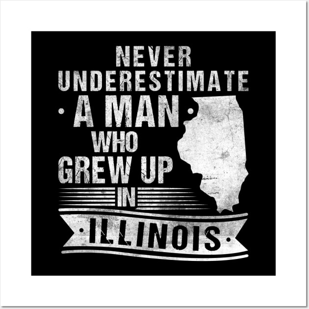 Vintage Illinois Map A Man Who Grew Up In Illinois Wall Art by Humbas Fun Shirts